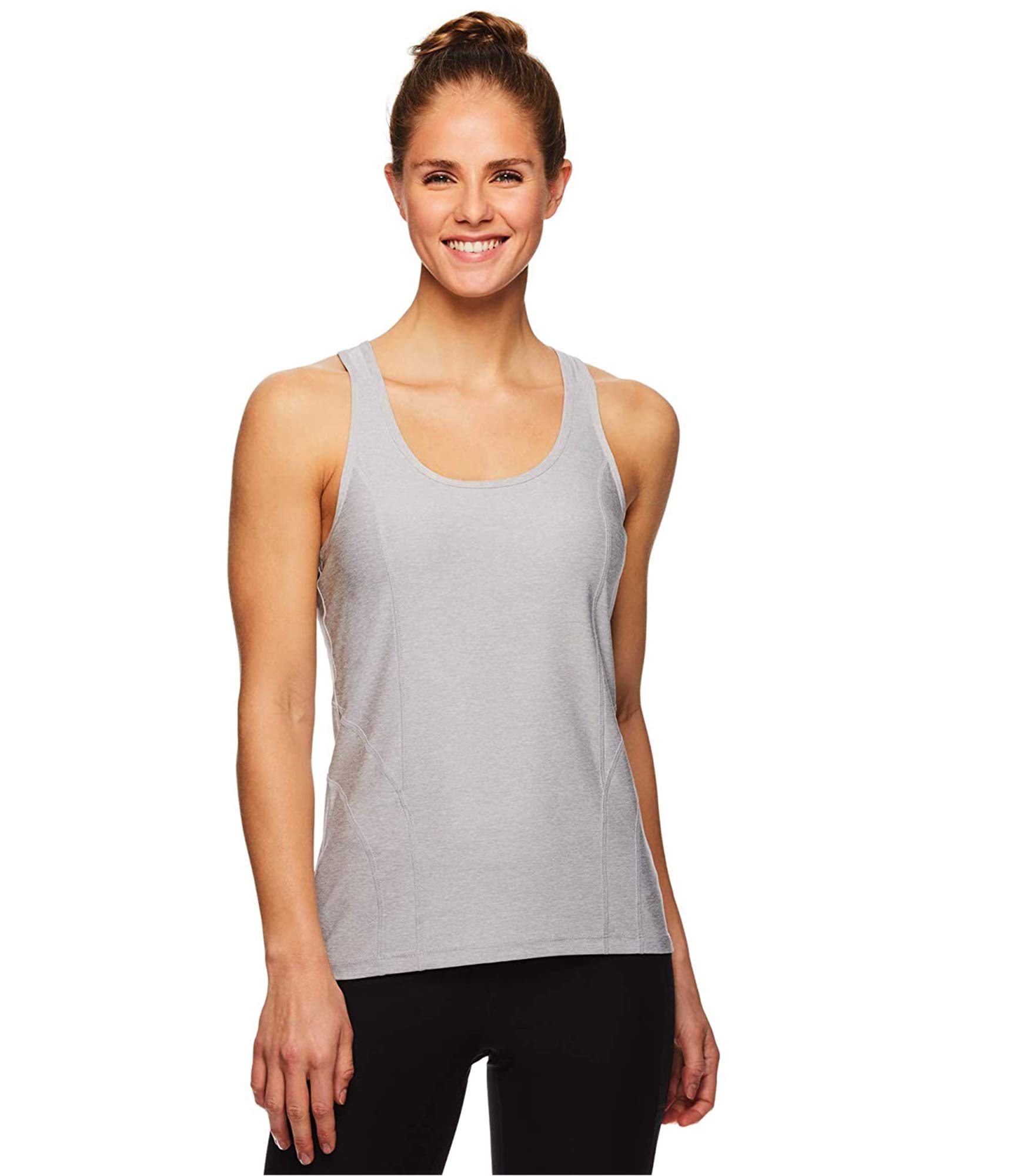 Reebok Womens Marled Jersey Racerback Tank Top, Grey, Medium