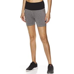 Reebok Womens Fitted Highrise Athletic Compression Shorts, Grey, Small