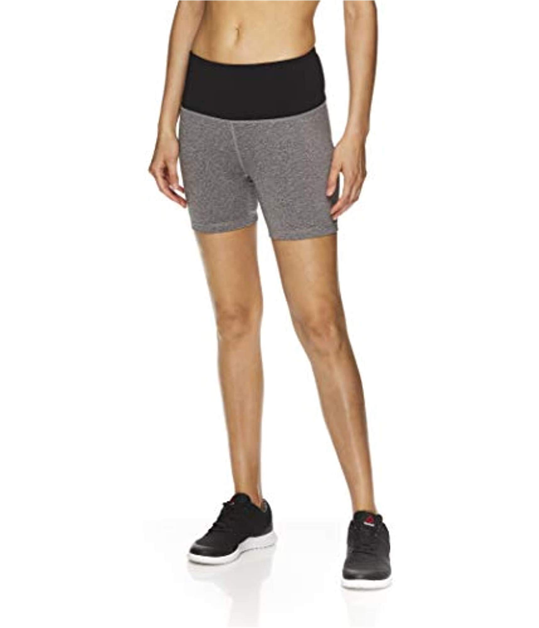 Reebok Womens Fitted Highrise Athletic Compression Shorts, Grey, Small