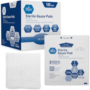 MED PRIDE 4"x4" Sterile Gauze Pads for Wound Dressing|100-Pack, Individually Packed Pouches|12-Ply Cotton & Highly Absorbent|Gauze Sponge-Pads for Wound Care & Home First Aid Kits