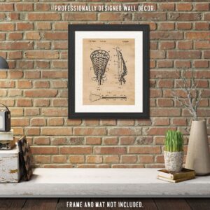 Vintage Lacrosse Stick Patent Prints, 1 (11x14) Unframed Photos, Wall Art Decor Gifts for Home Office Studio Gears Garage Shop School Gym College Student Teacher Coach Team Sports Championship Fans