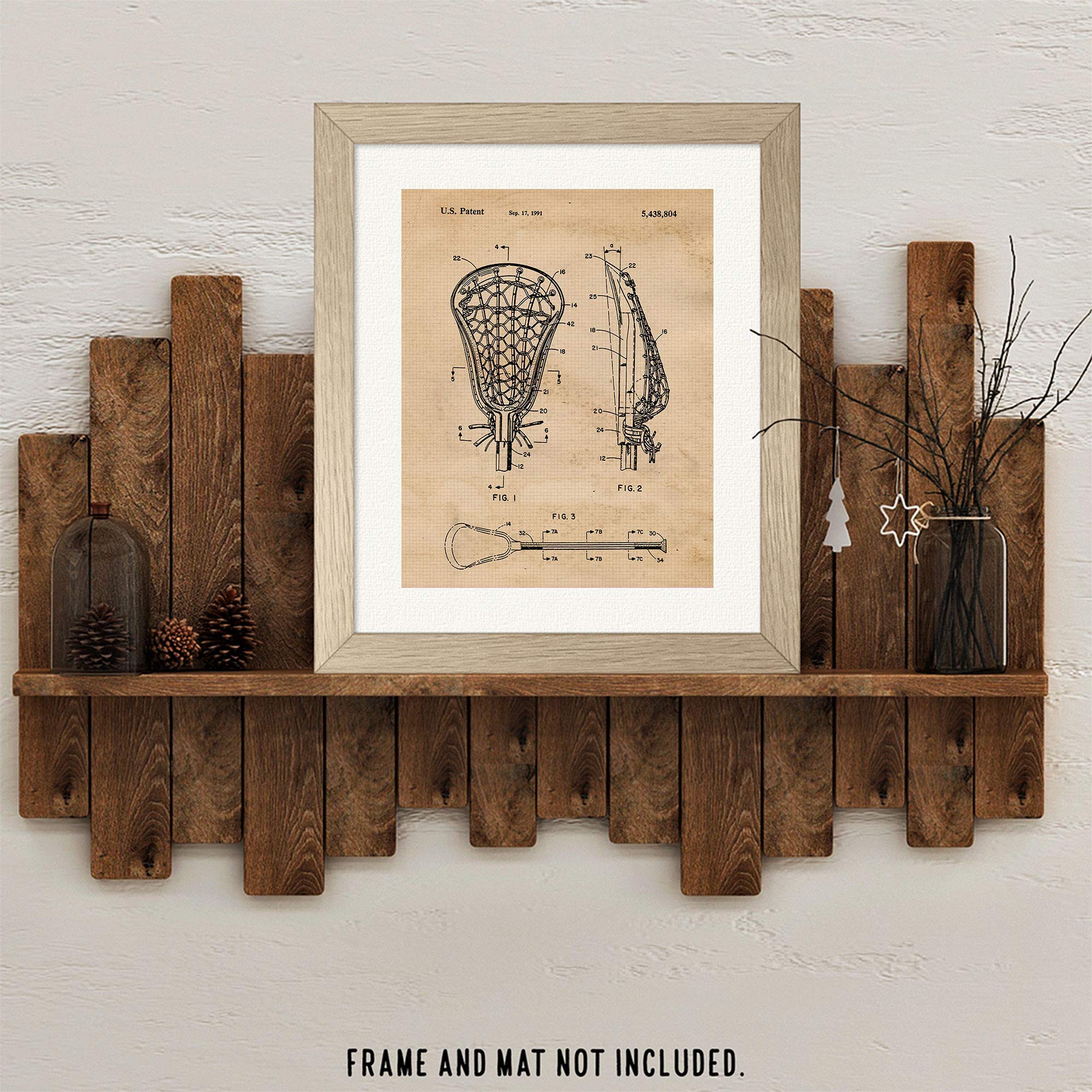 Vintage Lacrosse Stick Patent Prints, 1 (11x14) Unframed Photos, Wall Art Decor Gifts for Home Office Studio Gears Garage Shop School Gym College Student Teacher Coach Team Sports Championship Fans