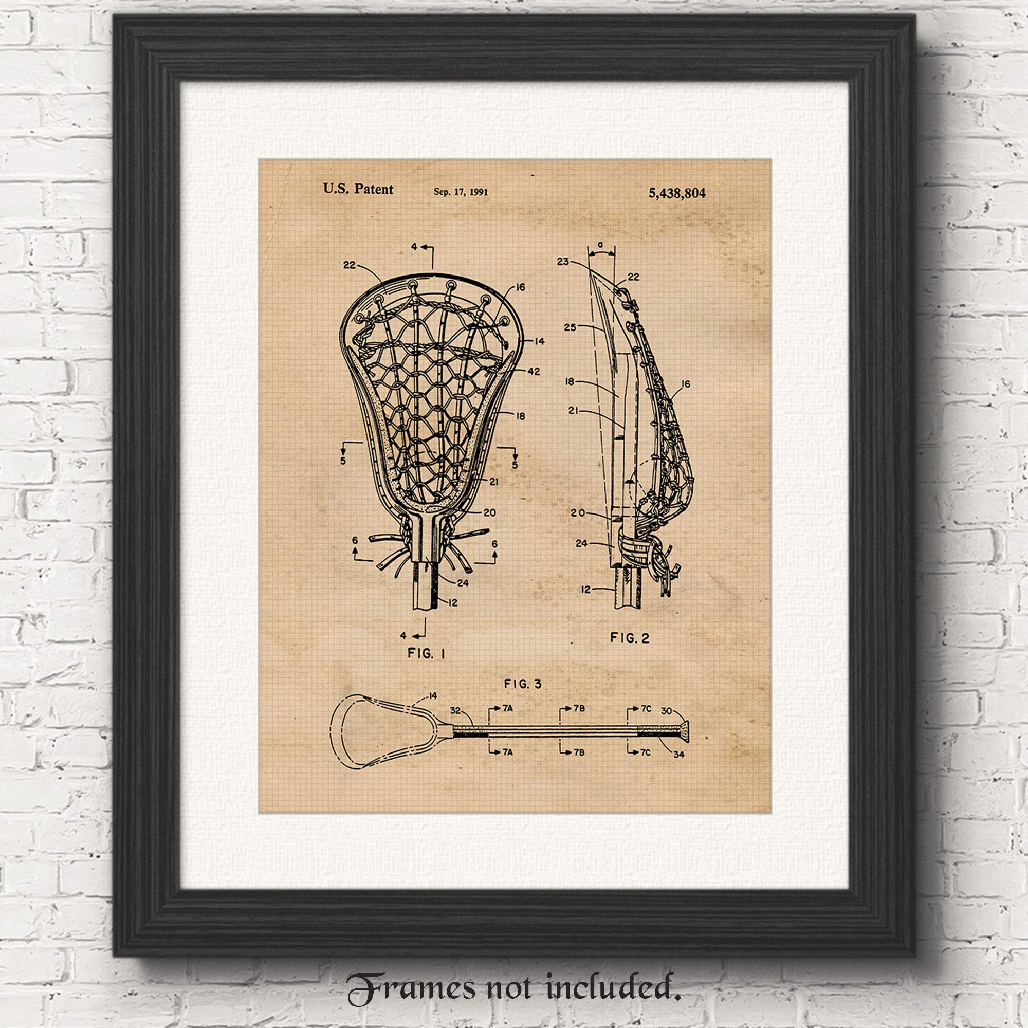 Vintage Lacrosse Stick Patent Prints, 1 (11x14) Unframed Photos, Wall Art Decor Gifts for Home Office Studio Gears Garage Shop School Gym College Student Teacher Coach Team Sports Championship Fans