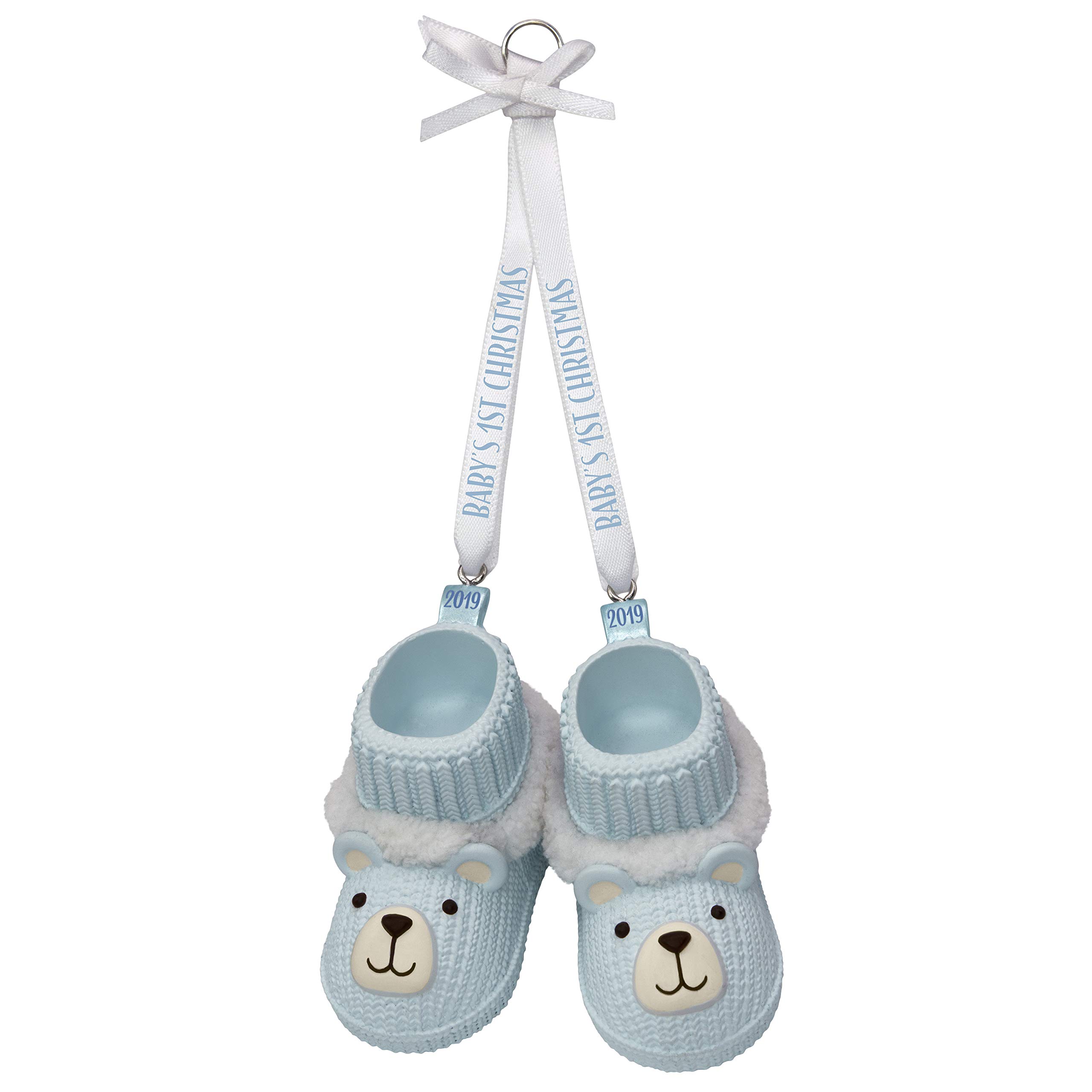 Hallmark Keepsake 1599QGO2359 Christmas Ornament 2019 Year Dated, Baby Boy’s First Christmas Blue Teddy Bear Booties, Baby Boy's First Christmas