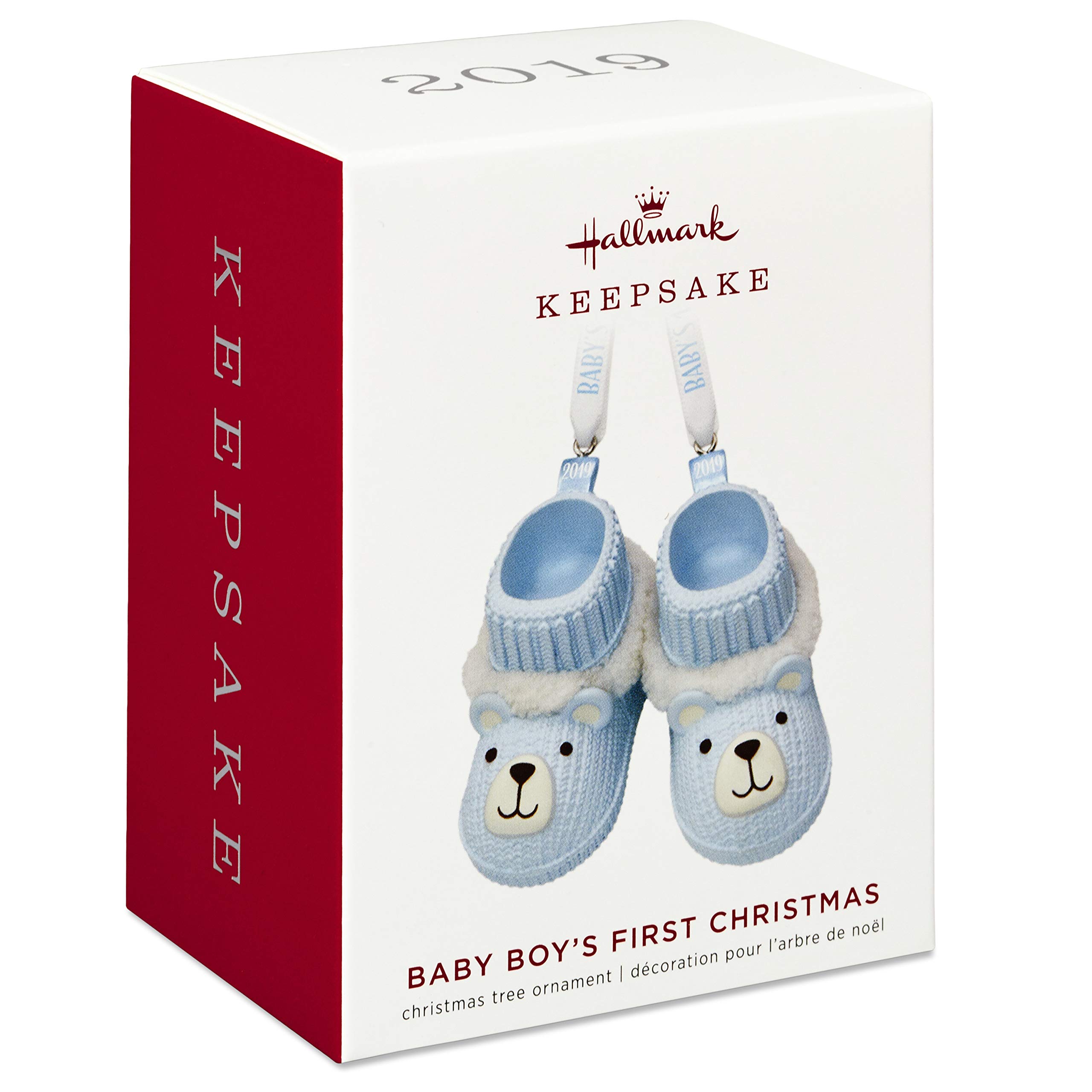 Hallmark Keepsake 1599QGO2359 Christmas Ornament 2019 Year Dated, Baby Boy’s First Christmas Blue Teddy Bear Booties, Baby Boy's First Christmas