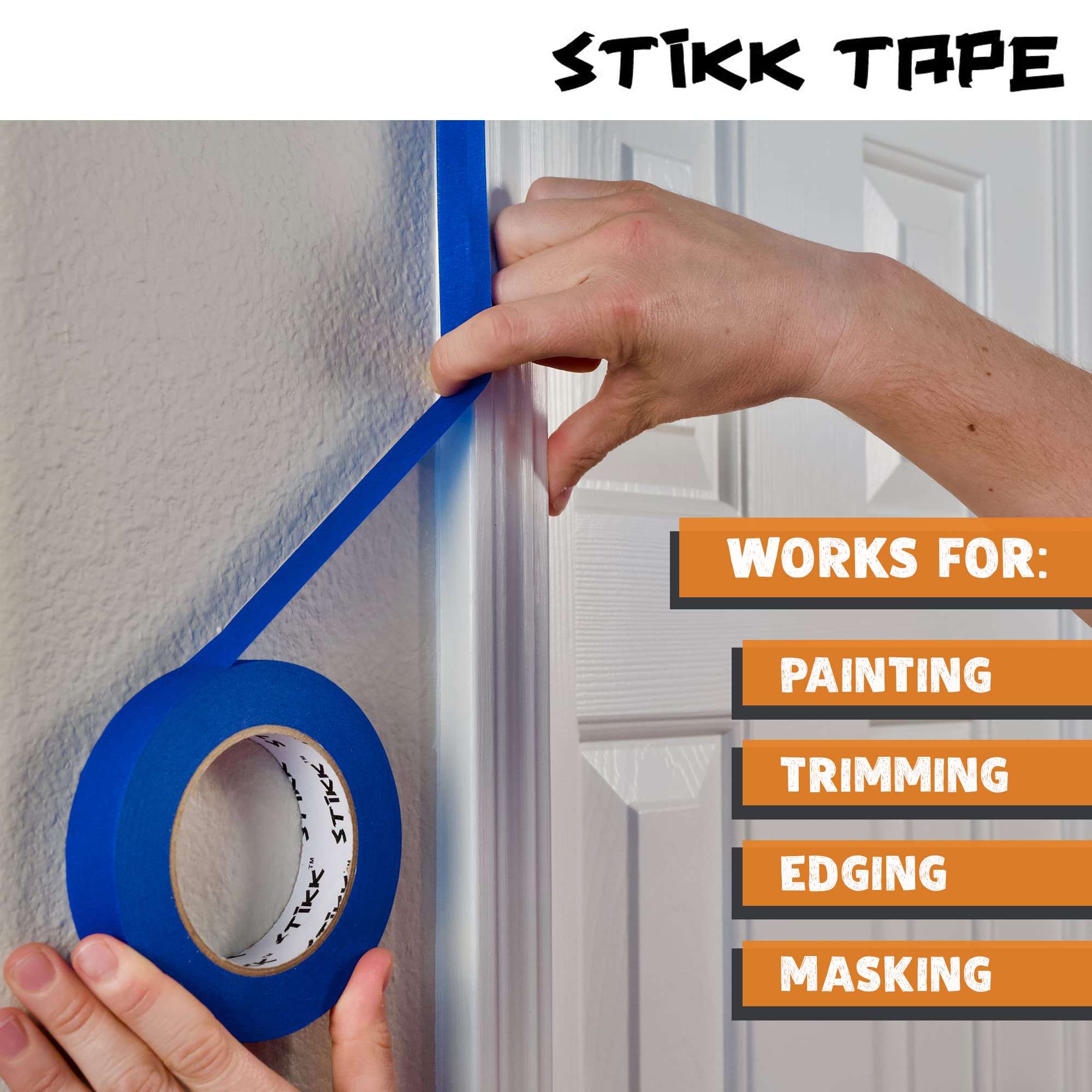 STIKK Painters Tape - 1pk Orange Painter Tape - 2 inch x 60 Yards - Paint Tape for Painting, Edges, Trim, Ceilings - Masking Tape for DIY Paint Projects - Residue-Free Painting Tape