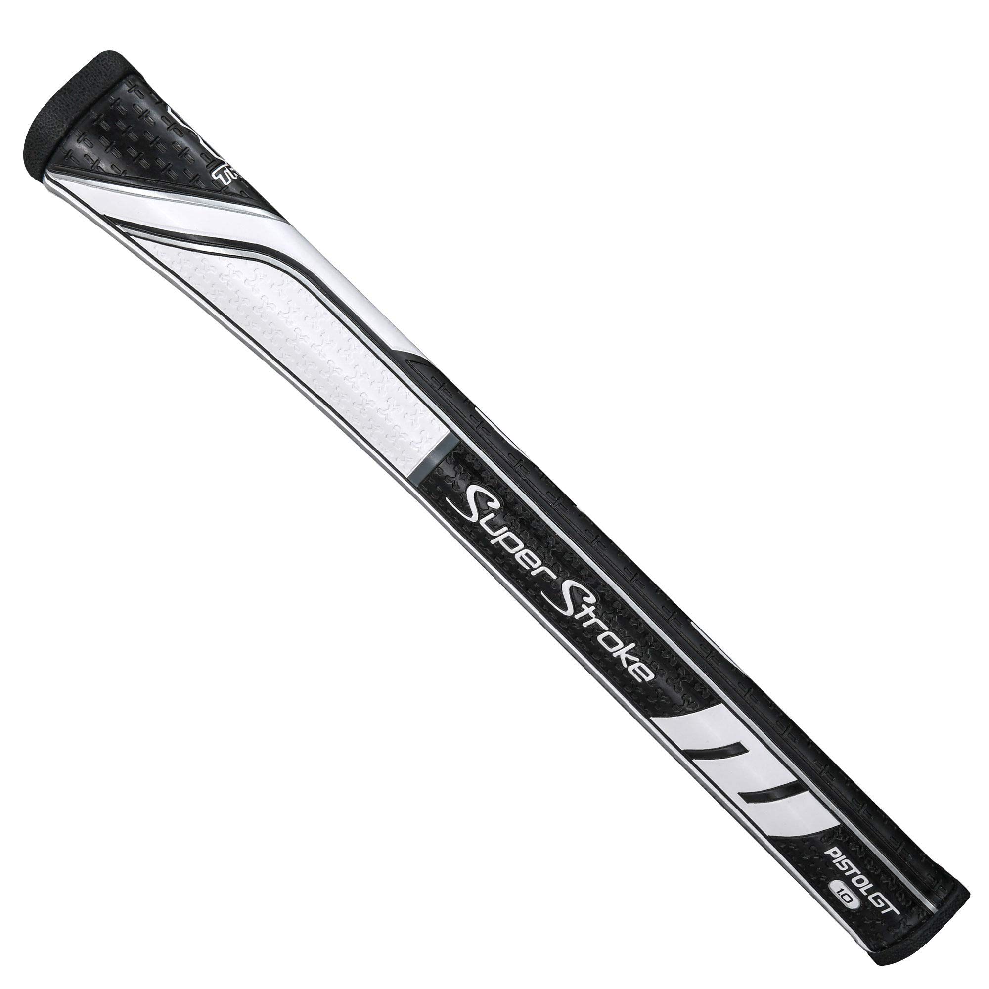 SuperStroke Traxion Pistol GT™ Tour Golf Putter Grip, Black/White (Pistol GT™ 1.0 Tour) | Advanced Surface Texture that Improves Feedback and Tack | Minimize Grip Pressure | Tech-Port