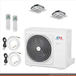 dual 2 zone ductless mini split ceiling cassette air conditioner heat pump 18000 24000