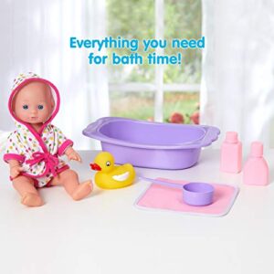 Kidoozie Bathtime Baby, 12-Inch Doll, Bath tub and Accessories for Kids, Pretend Play, Ages 3 and up (G02566)