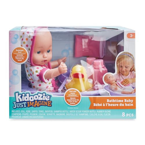 Kidoozie Bathtime Baby, 12-Inch Doll, Bath tub and Accessories for Kids, Pretend Play, Ages 3 and up (G02566)