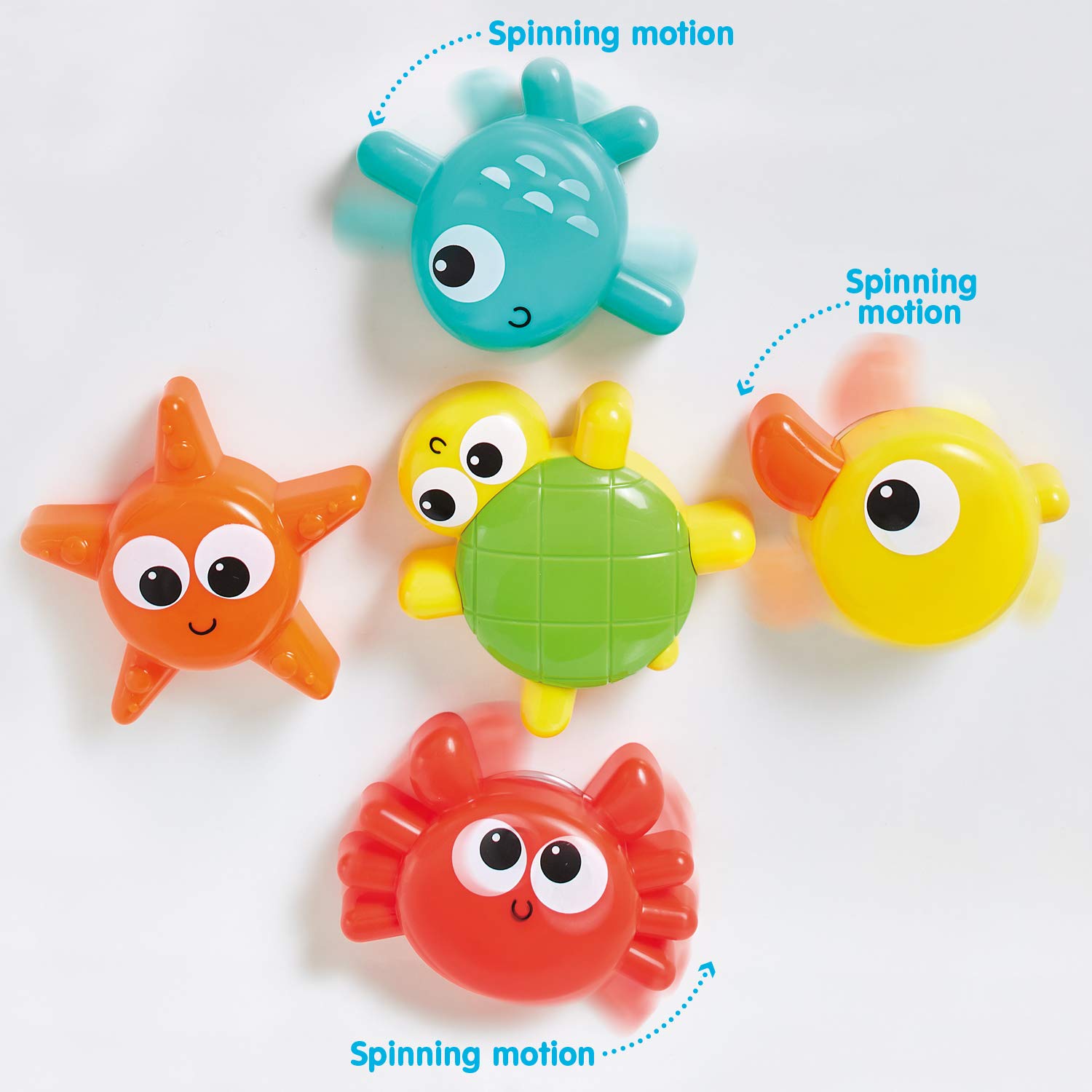 Kidoozie Spin 'n Play Sea Friends, Bathtub Toys for Children 12 Months and Older