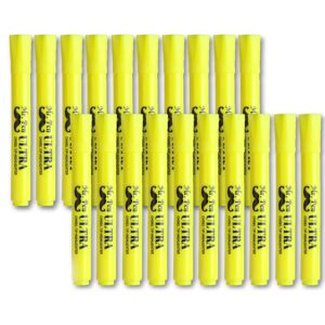 mr. pen yellow highlighters, tank style highlighter, pack of 20, highlighters markers, highlighter pen, yellow fluorescent highlighter, chisel tip, yellow marker, bulk highlighter, liquid highlighter