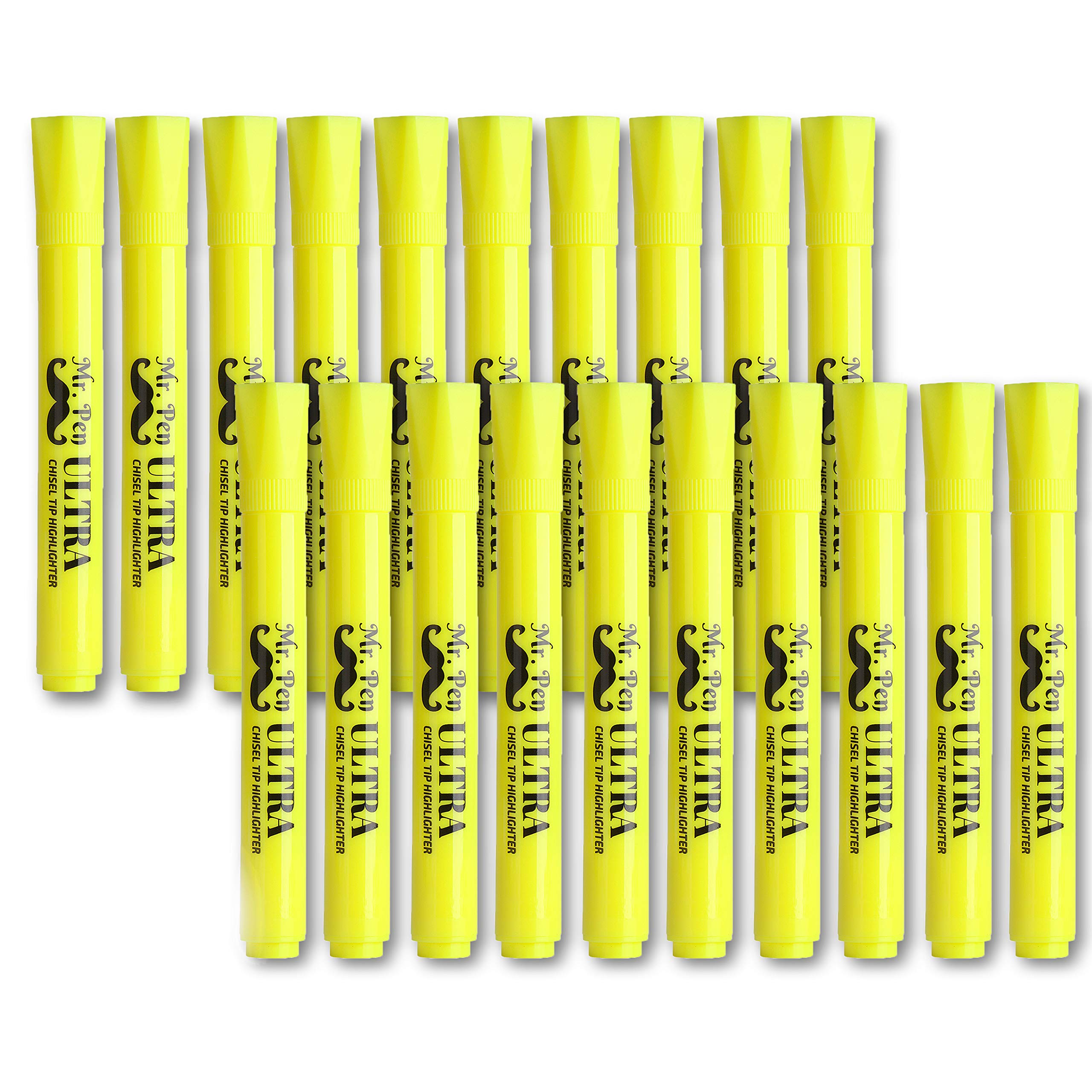 Mr. Pen Yellow Highlighters, Tank Style Highlighter, Pack of 20, Highlighters Markers, Highlighter Pen, Yellow Fluorescent Highlighter, Chisel Tip, Yellow Marker, Bulk Highlighter, Liquid Highlighter