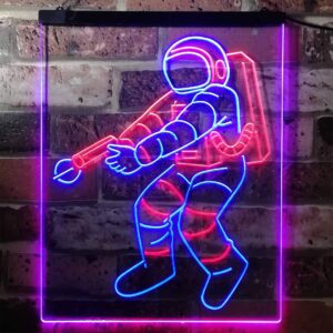ADVPRO Astronaut Space Rocket Shuttle Kid Room Dual Color LED Neon Sign Red & Blue 12" x 16" st6s34-i3136-rb