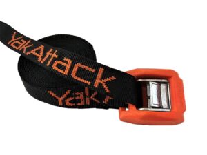 yakattack 12' cam strap - heavy duty polyester kayak tie down with protective rubber buckle, black/orange - 2 pack (yep-1006-12) | kayak fishing accessories