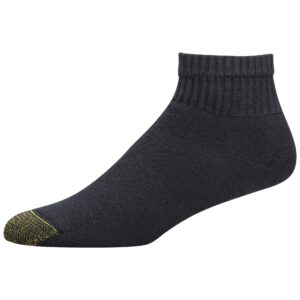 Gold Toe Men's 656P Cotton Quarter Athletic Sock (12 Pack), Black, Small 6-12