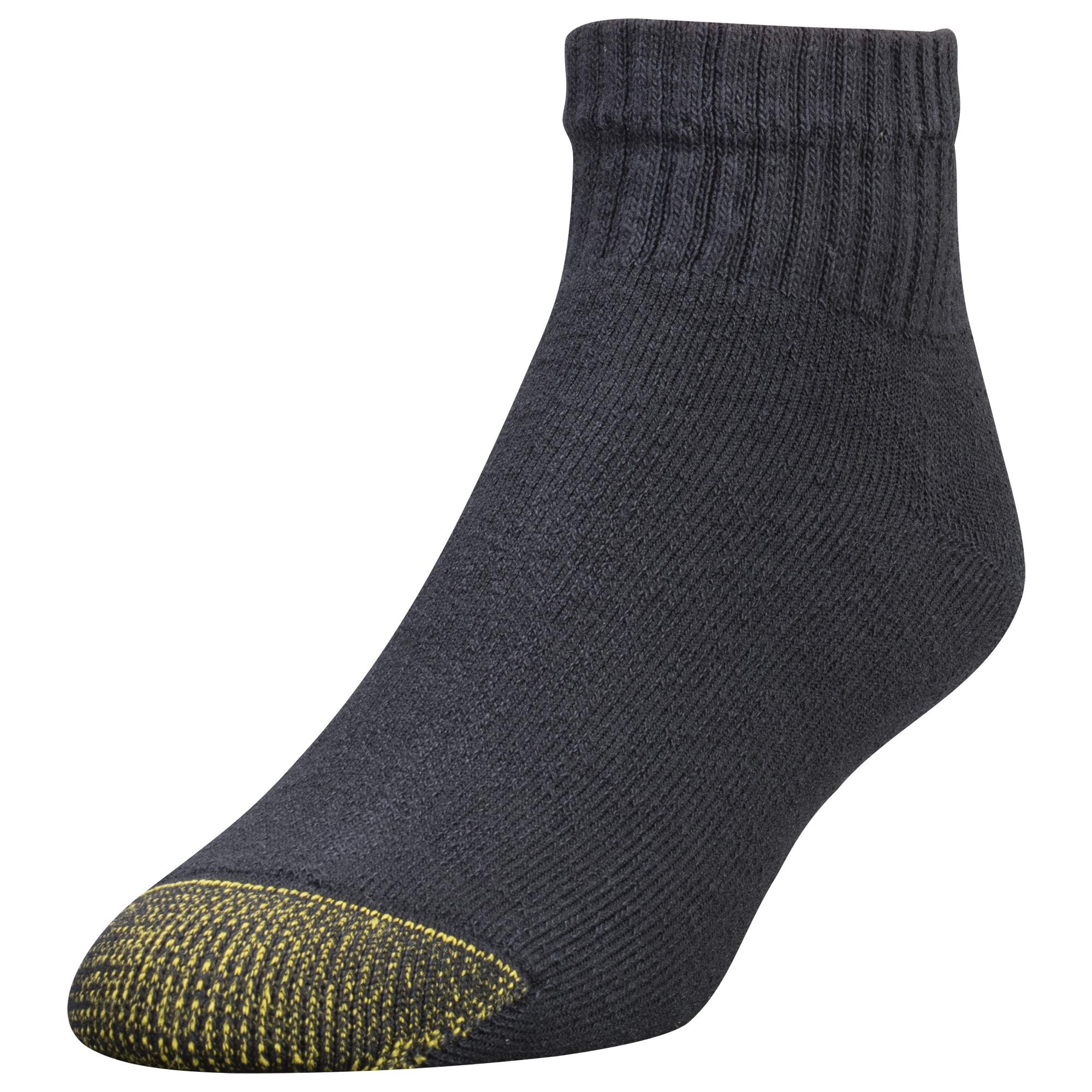 Gold Toe Men's 656P Cotton Quarter Athletic Sock (12 Pack), Black, Small 6-12
