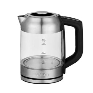 salton gk1758 temperature control 1.7l with tea steeper electric kettle, stainless steel, glass