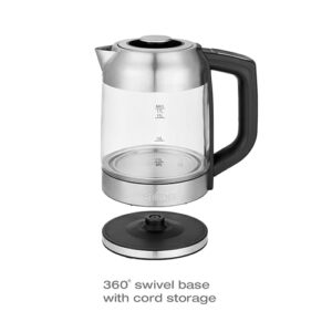 Salton GK1758 Temperature Control 1.7L with Tea Steeper Electric Kettle, Stainless Steel, Glass