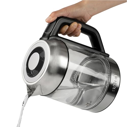 Salton GK1758 Temperature Control 1.7L with Tea Steeper Electric Kettle, Stainless Steel, Glass