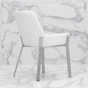 ZURI Sydney White Leatherette Dining Chair with Brushed Stainless Steel Legs