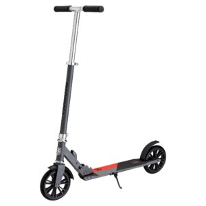 Mongoose Trace Youth/Adult Kick Scooter Folding and Non-Folding Design, Regular, Lighted, and Air Filled Wheels, Multiple Colors, Grey/Red , 180mm Wheels