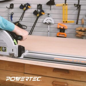 POWERTEC 71153 Track Saw Guide Rail for Makita or Festool Track Saws | 55” Guide | For Perfect Repeatable Rip Cuts| For Optimized Bevel & Straight Cuts