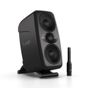 ik multimedia iloud mtm (single) 100w, dual 3" woofer premium compact studio monitor powered speakers, designed for high-performance desktop speaker, computer speakers and pc speakers use and djs