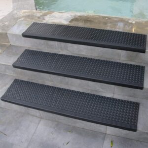 rubber-cal 10-104-014-6pk diamond-plate 10" x 36"-6 pack commercial step mats, black