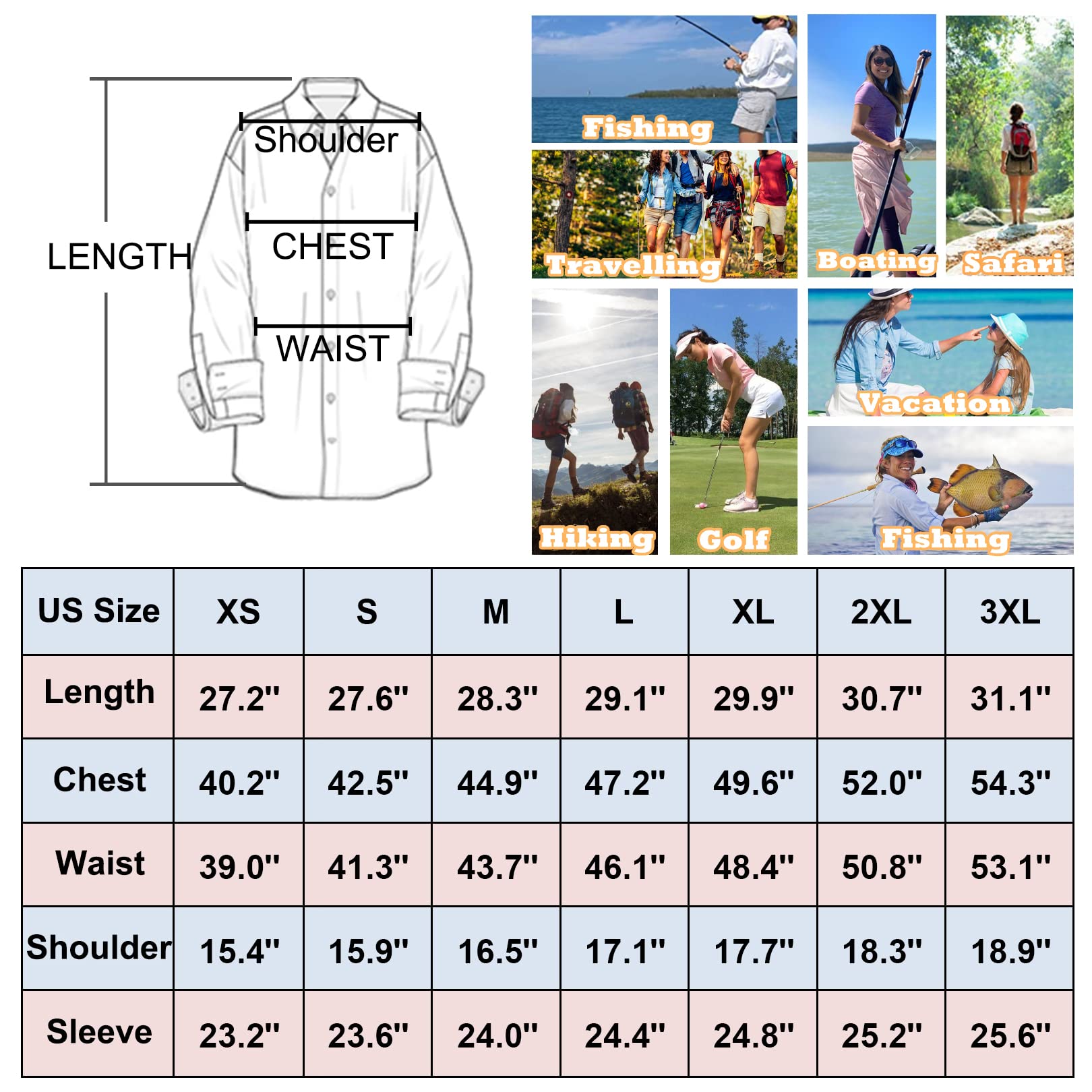 Women's UPF 50 Long Sleeve Safari Shirts,Sun Protection Quick Dry Outdoor Fishing Hiking Gardening Shirt,F5026,Khaki,L