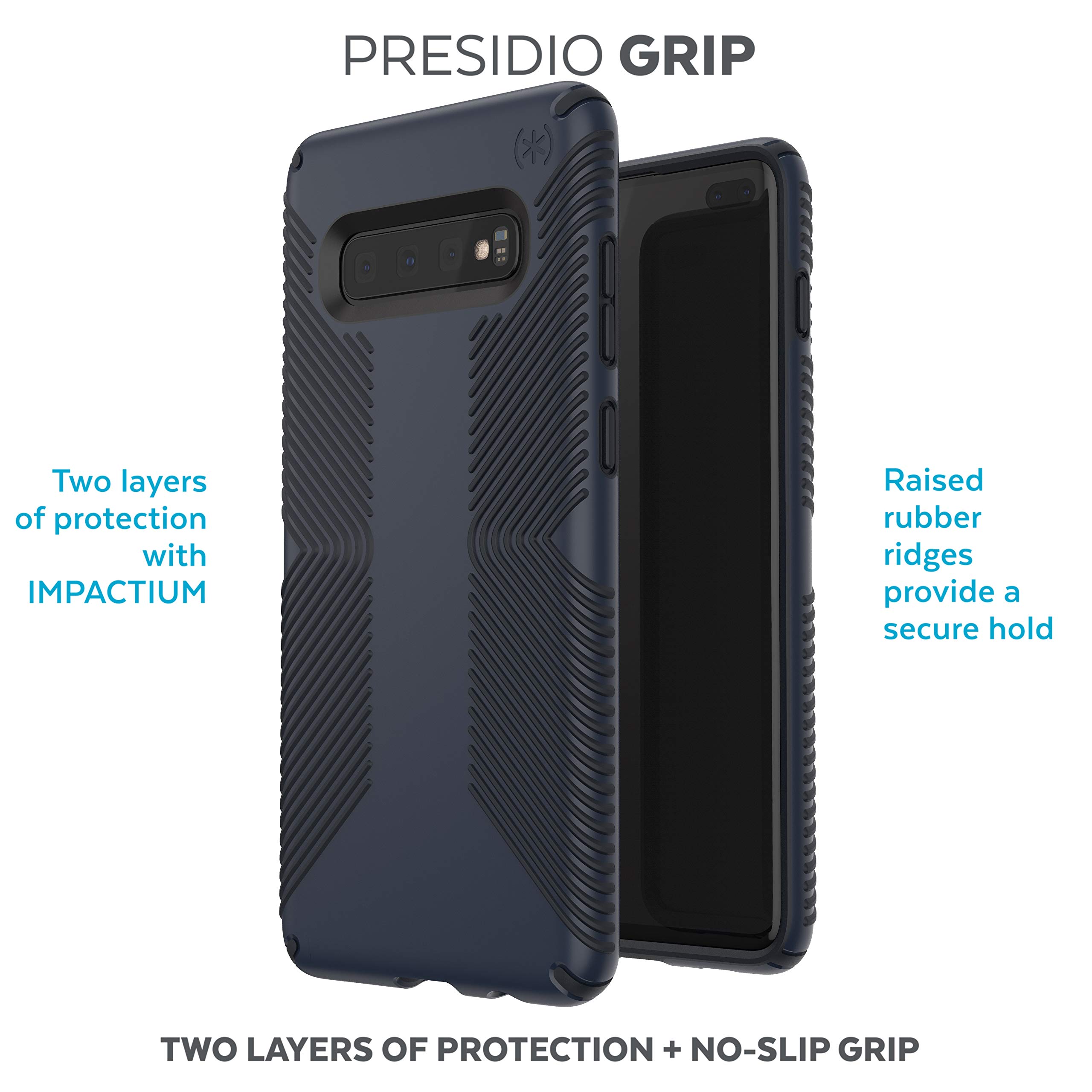 Speck Products Presidio Grip Samsung S10+ Case, Eclipse Blue/Carbon Black