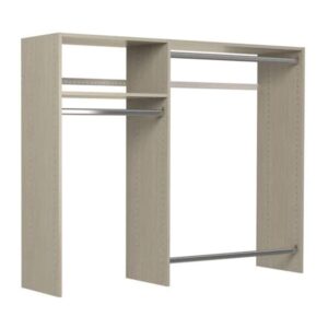 easy track hanging closet kit wardrobe storage clothing organizer rod rack system for bedroom, weathered grey