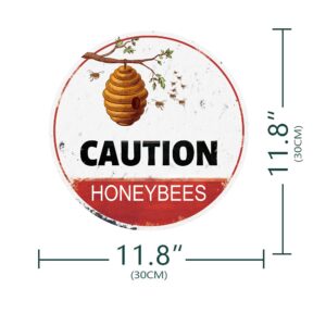 Caution Honeybees Metal Sign for Garden Farm Orchard Garage Home Decor Outdoor Signs Garage Home