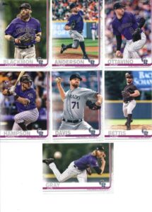 2019 topps series 1 baseball colorado rockies team set of 11 cards: tyler anderson(#2), charlie blackmon(#16), nolan arenado(#70), jon gray(#73), chad bettis(#74), wade davis(#81), garrett hampson(#85), adam ottavino(#106), antonio senzatela(#181), nolan