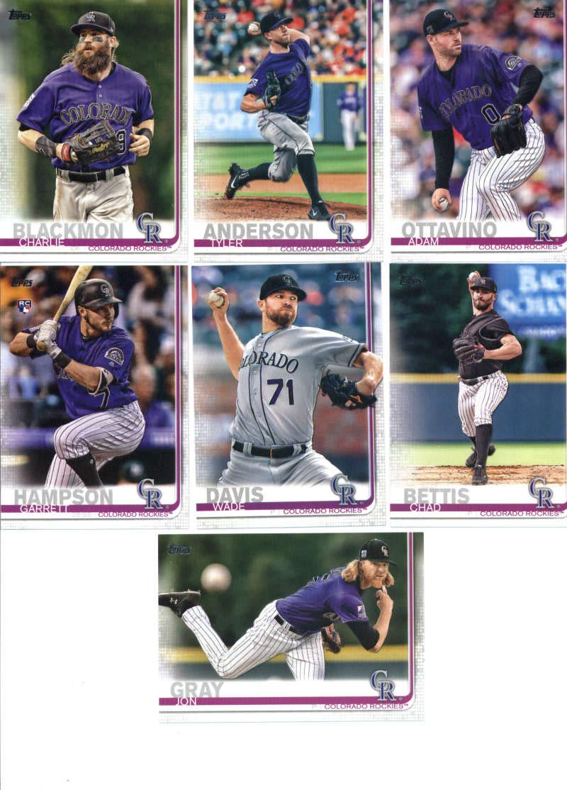 2019 Topps Series 1 Baseball Colorado Rockies Team Set of 11 Cards: Tyler Anderson(#2), Charlie Blackmon(#16), Nolan Arenado(#70), Jon Gray(#73), Chad Bettis(#74), Wade Davis(#81), Garrett Hampson(#85), Adam Ottavino(#106), Antonio Senzatela(#181), Nolan