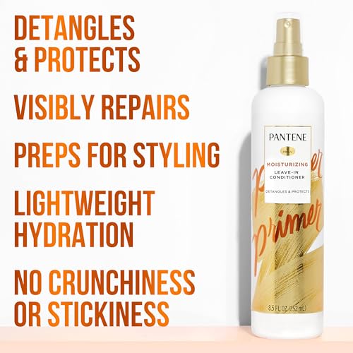 Pantene Conditioning Detangler Spray, Pro-V Repair & Protect, Nutrient Boost for Damaged Hair, Antioxidant Enriched, Leave-In Conditioner, Smooth & Shine, Sulfate-Free, 8.5 Fl Oz, 3 Pack