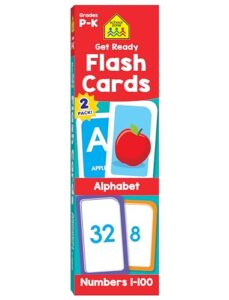 school zone get ready for school flash cards: learn the alphabet & numbers combo pack, preschool, kindergarten, abcs, uppercase and lowercase letters, numbers, counting, and more