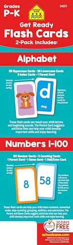 School Zone Get Ready for School Flash Cards: Learn the Alphabet & Numbers Combo Pack, Preschool, Kindergarten, ABCs, Uppercase and Lowercase Letters, Numbers, Counting, and More