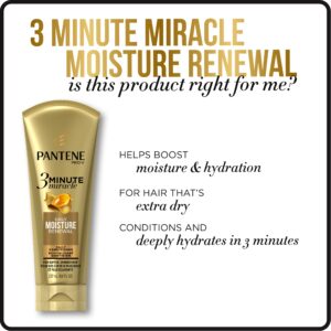 Pantene, Conditioner, Pro-V Daily Moisture Renewal for Dry Hair, 3 Minute Miracle, 6 Fl Oz (Pack of 3)