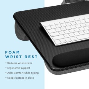 LAPGEAR Home Office Pro Lap Desk with Wrist Rest, Mouse Pad, and Phone Holder - Black Carbon - Fits up to 15.6 Inch Laptops - Style No. 91598