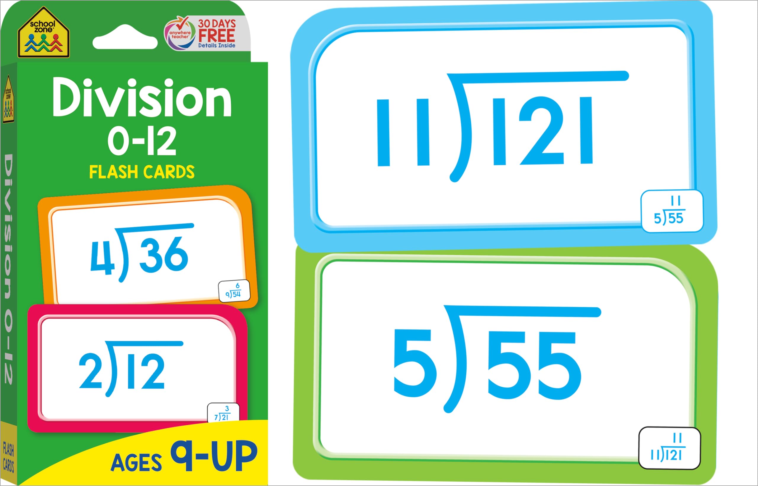 School Zone - Get Ready Flash Cards Multiplication & Division 2 Pack - Ages 8 to 9, 3rd Grade, 4th Grade, Multiplication 0-12, Division 0-12, Elementary Math, and More