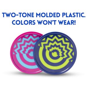 Vivid Two-Tone Air Hockey Pucks (2-Pack) | Wear-Proof Molded Psychedelic Patterns and Designs | Large 3.25-inch Pucks for Standard Air Hockey Tables | Perfect Addition to Game Rooms and Arcades