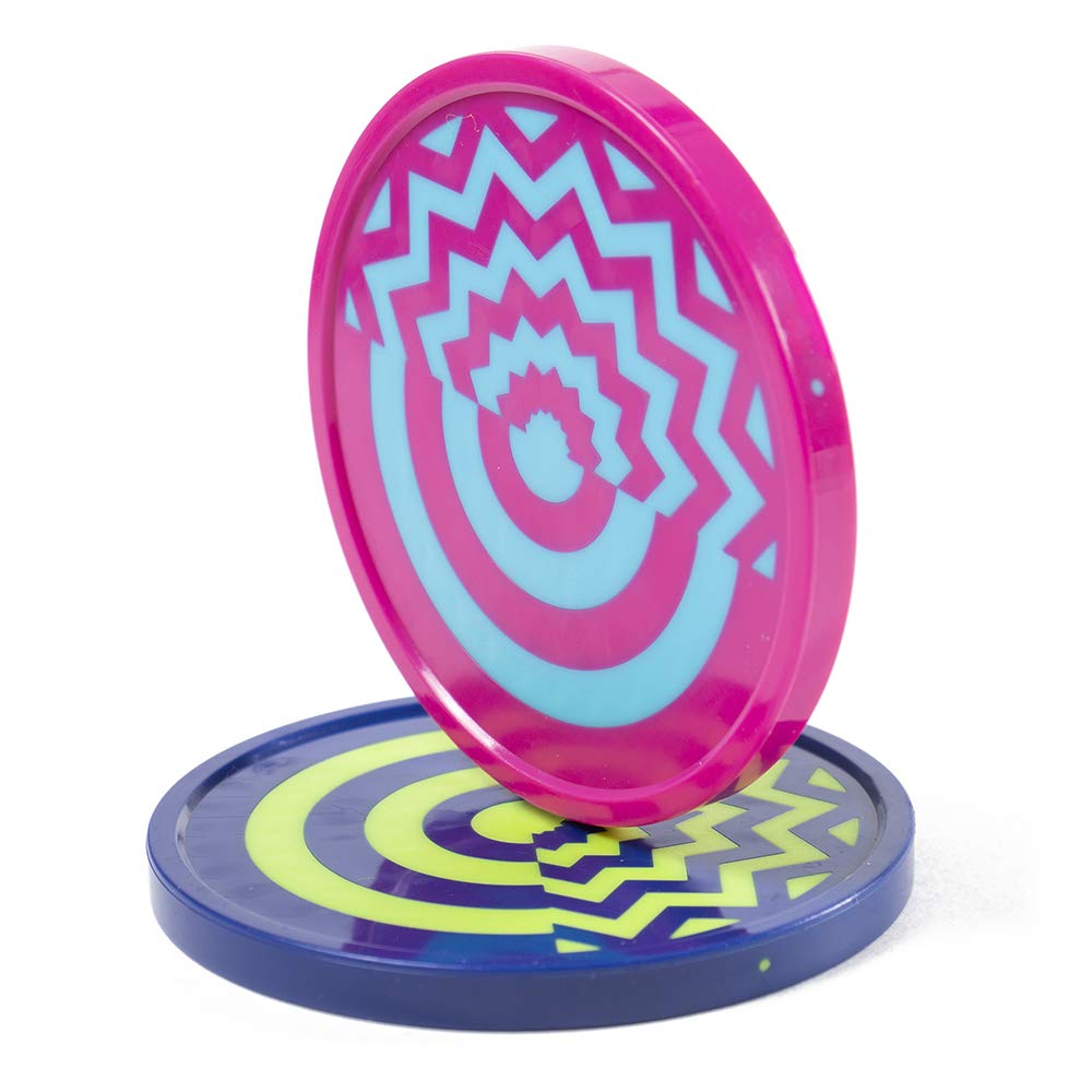 Vivid Two-Tone Air Hockey Pucks (2-Pack) | Wear-Proof Molded Psychedelic Patterns and Designs | Large 3.25-inch Pucks for Standard Air Hockey Tables | Perfect Addition to Game Rooms and Arcades