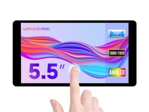 waveshare 5.5inch capacitive touch amoled display compatible with raspberry pi 4b/3b+/3a+/2b/b+/a+/zero/zero w/wh/zero 2w cm3+/4 1080×1920 resolution hdmi supports jetson nano/windows