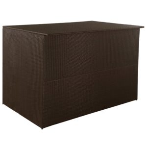 vidaxl patio storage box - large capacity, weather-resistant poly rattan outdoor furniture with easy assembly - brown, 59"x39.4"x39.4"
