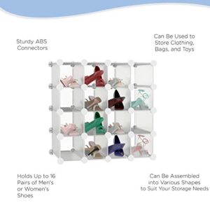 Lavish Home Piece 16 Cube Interlocking, Customizable, Stackable Modular Cubby Shelving for Organization and Storage (White), (L) 30” x (W) 18.1” x (H) 29.5