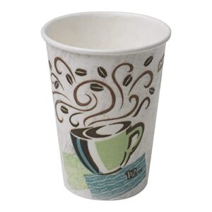 Dixie PerfecTouch WiseSize Coffee Design Insulated Paper Cup, 16oz Cups and Lids Bundle (16 oz, 150 Cups, 150 Lids)