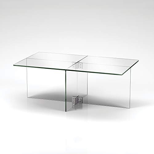 Henn&Hart Coffee Table, One Size, Clear Glass, 16" H x 42" L x 24" W