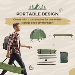 Outsunny Camping Tent Cot, Single Person Folding Cot Combo, Off-Ground Tent, Covered Outdoor Bed with Carry Bag for Hiking, Camping