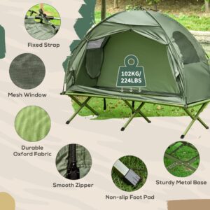 Outsunny Camping Tent Cot, Single Person Folding Cot Combo, Off-Ground Tent, Covered Outdoor Bed with Carry Bag for Hiking, Camping